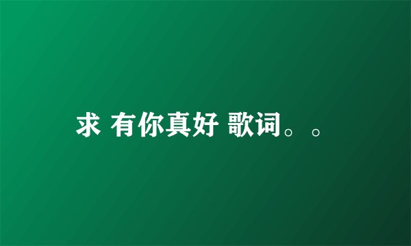 求 有你真好 歌词。。