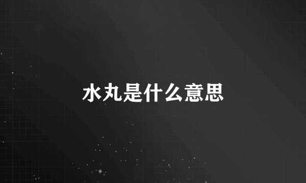 水丸是什么意思