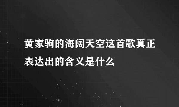 黄家驹的海阔天空这首歌真正表达出的含义是什么