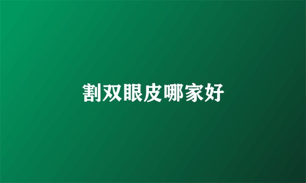 割双眼皮哪家好
