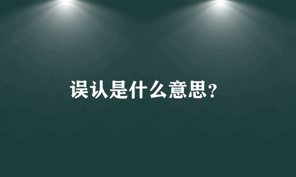 误认是什么意思？