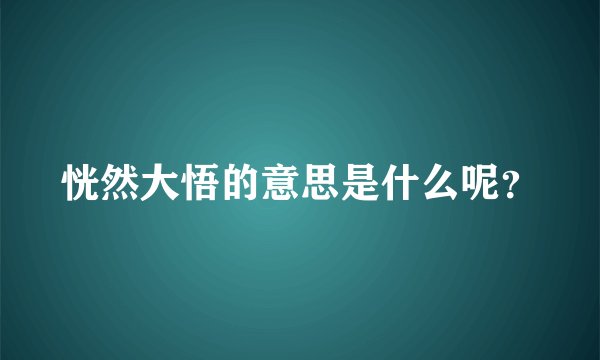 恍然大悟的意思是什么呢？