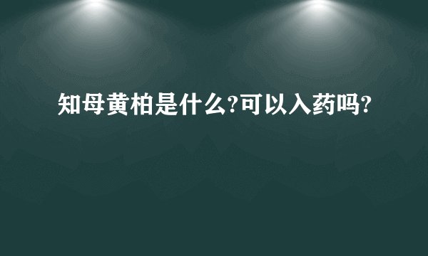 知母黄柏是什么?可以入药吗?