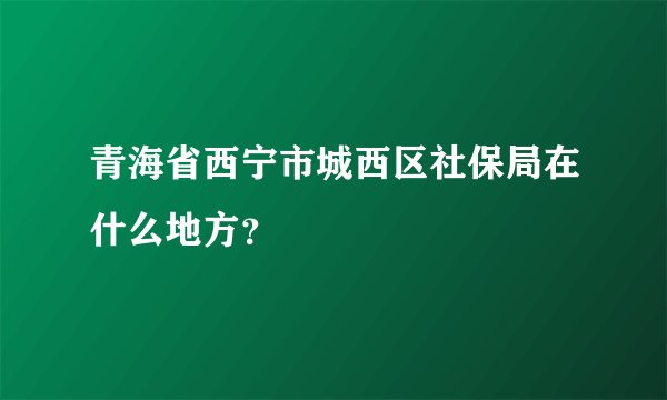 青海省西宁市城西区社保局在什么地方？