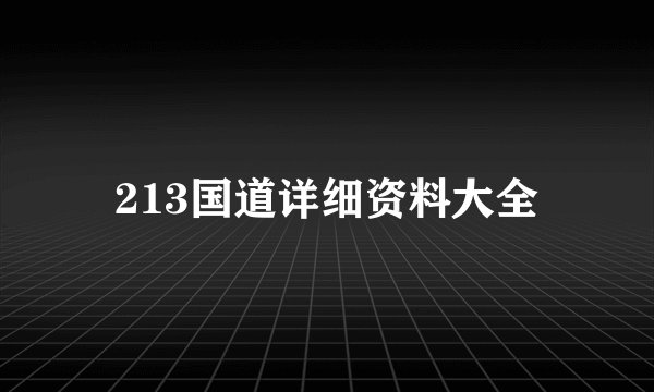 213国道详细资料大全