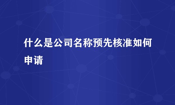 什么是公司名称预先核准如何申请