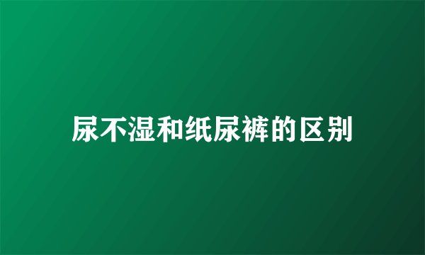 尿不湿和纸尿裤的区别