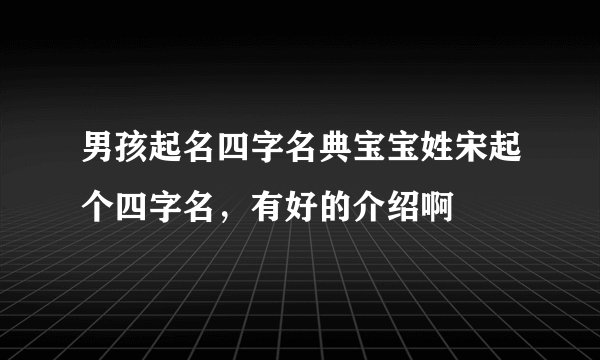 男孩起名四字名典宝宝姓宋起个四字名，有好的介绍啊