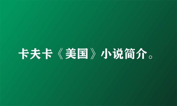 卡夫卡《美国》小说简介。