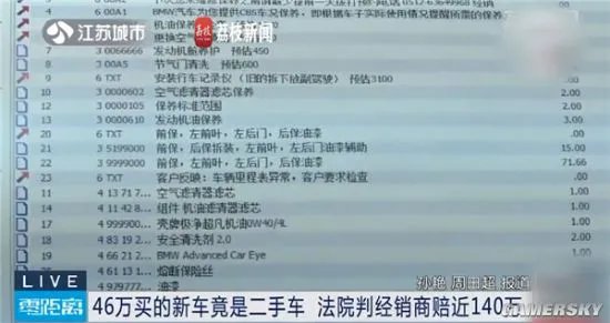 二手车当新车卖 女子46万买宝马获赔140万元