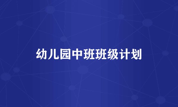 幼儿园中班班级计划