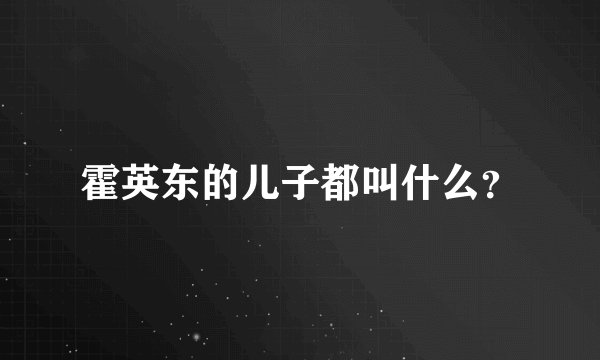 霍英东的儿子都叫什么？