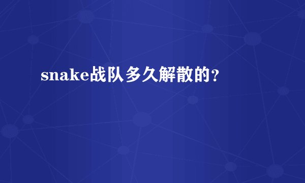 snake战队多久解散的?