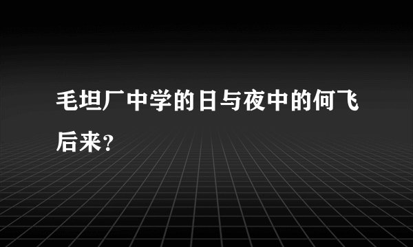 毛坦厂中学的日与夜中的何飞后来？