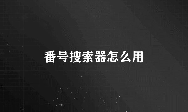 番号搜索器怎么用