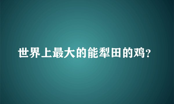 世界上最大的能犁田的鸡？