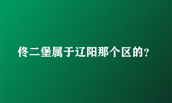 佟二堡属于辽阳那个区的?