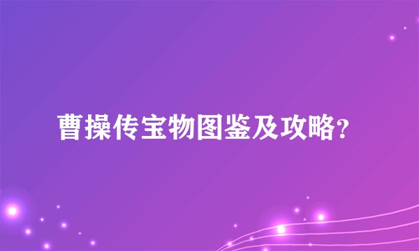 曹操传宝物图鉴及攻略？