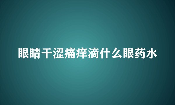 眼睛干涩痛痒滴什么眼药水