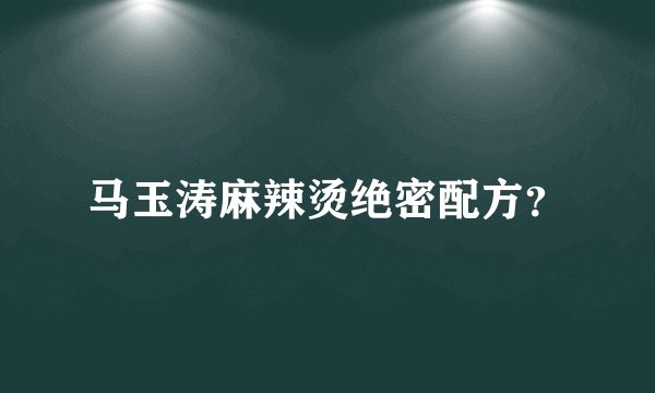马玉涛麻辣烫绝密配方？