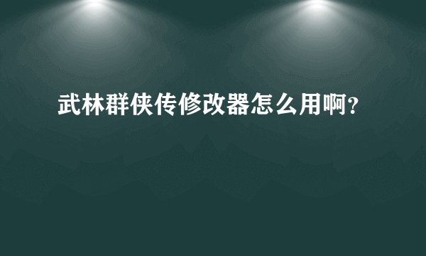 武林群侠传修改器怎么用啊？