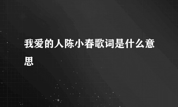 我爱的人陈小春歌词是什么意思