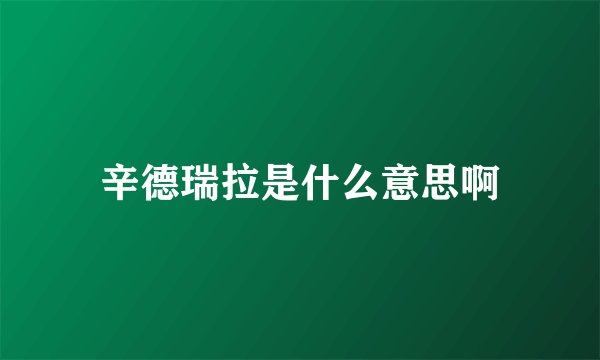 辛德瑞拉是什么意思啊