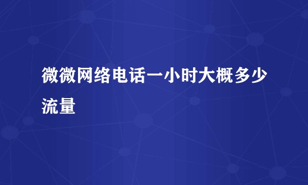微微网络电话一小时大概多少流量