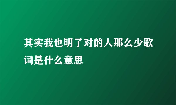 其实我也明了对的人那么少歌词是什么意思
