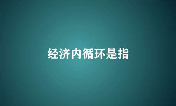 经济内循环是指