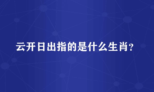 云开日出指的是什么生肖？