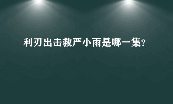 利刃出击救严小雨是哪一集？