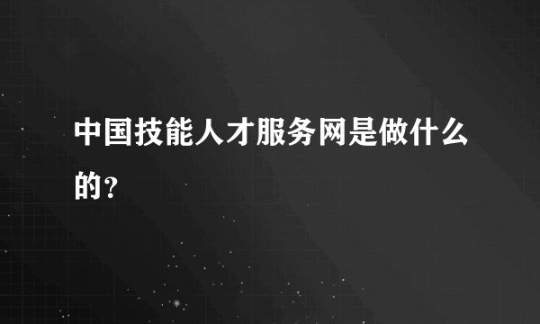 中国技能人才服务网是做什么的?