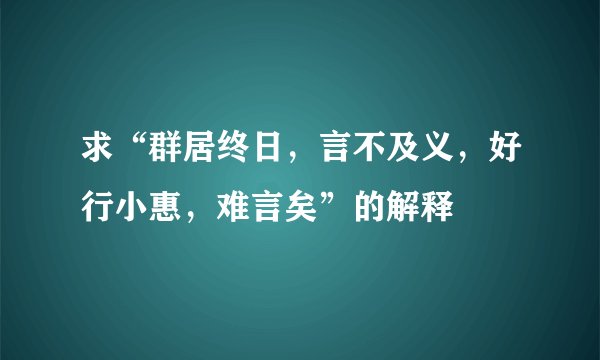 求“群居终日，言不及义，好行小惠，难言矣”的解释