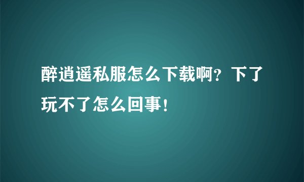 醉逍遥私服怎么下载啊？下了玩不了怎么回事！