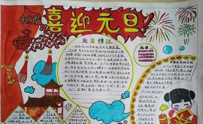 元旦的手抄报图片 元旦节手抄报最漂亮的
