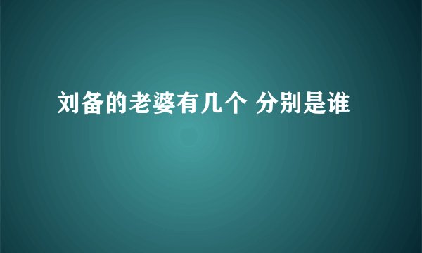 刘备的老婆有几个 分别是谁