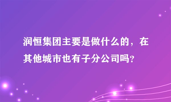 润恒集团主要是做什么的，在其他城市也有子分公司吗？