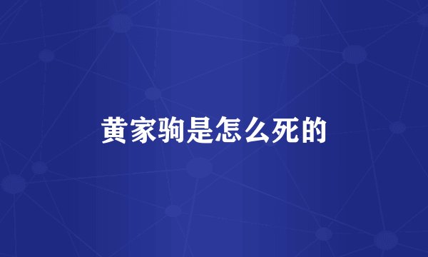 黄家驹是怎么死的