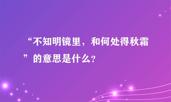 “不知明镜里,和何处得秋霜”的意思是什么?