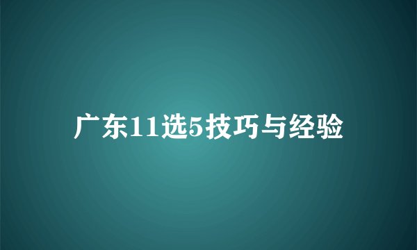 广东11选5技巧与经验