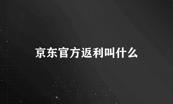 京东官方返利叫什么