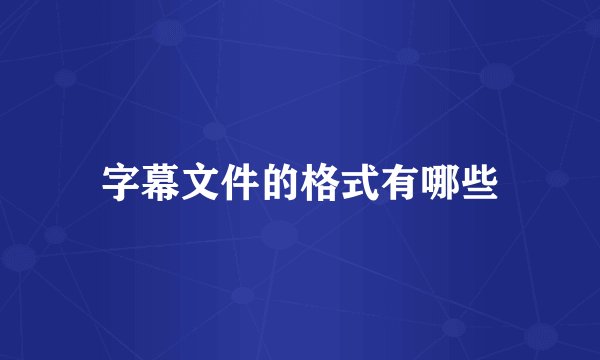 字幕文件的格式有哪些