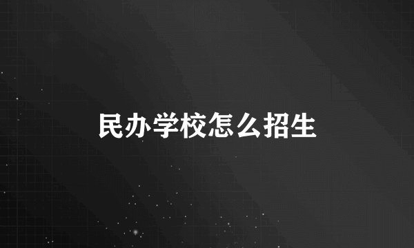 民办学校怎么招生