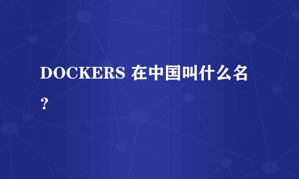 DOCKERS 在中国叫什么名？