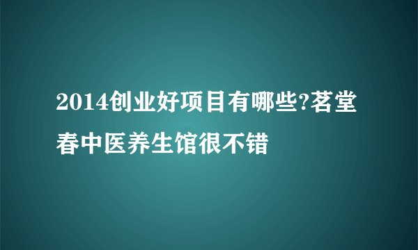 2014创业好项目有哪些?茗堂春中医养生馆很不错