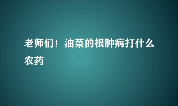 老师们！油菜的根肿病打什么农药