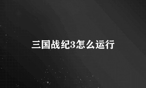 三国战纪3怎么运行