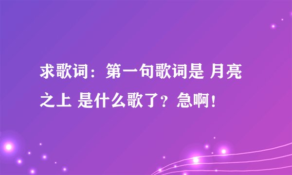 求歌词：第一句歌词是 月亮之上 是什么歌了？急啊！