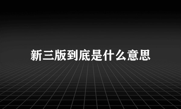 新三版到底是什么意思
